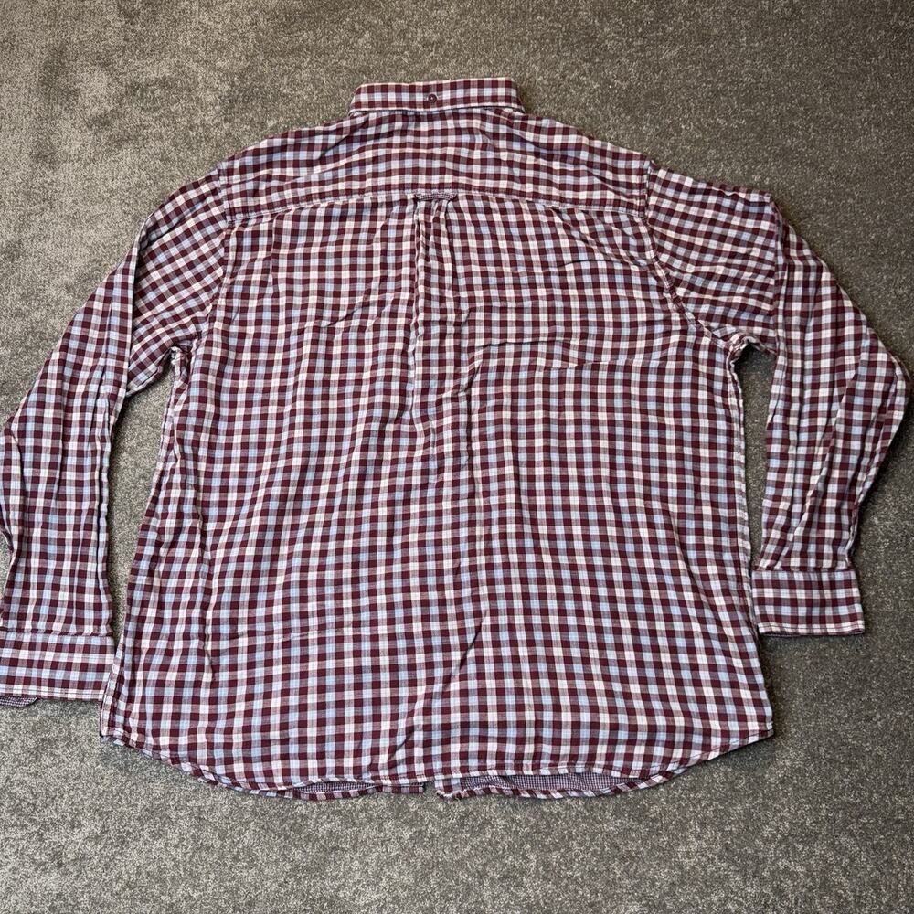 Tommy‎ Bahama Men’s 2XLT Gingham Check Shirt Burgundy Blue Cotton Long Sleeve - Picture 12 of 12